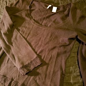 Moth black sweater with lace details on sleeves and hem. Size small